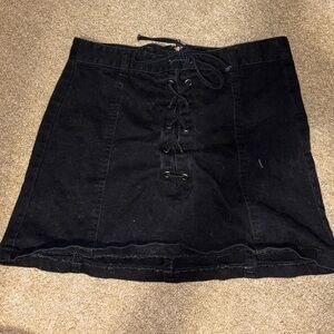 Black Lace-Up Mini Skirt